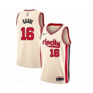 Men's Portland Trail Blazers #16 Pau Gasol Swingman Cream Basketball Jersey 2019-20 City Edition