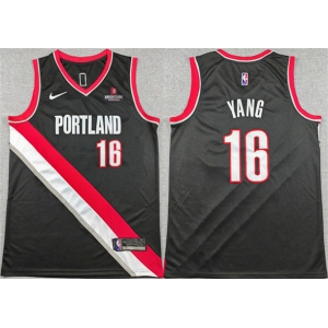 Men's Portland Trail Blazers #16 Yang Hansen Black Icon Edition Stitched Basketball Jersey