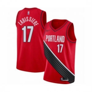 Men's Portland Trail Blazers #17 Skal Labissiere Authentic Red Finished Basketball Jersey - Statement Edition