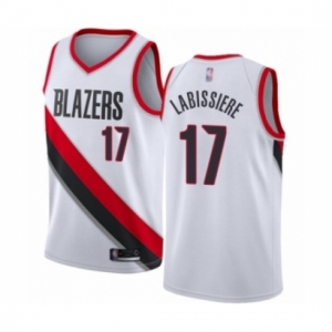 Men's Portland Trail Blazers #17 Skal Labissiere Authentic White Basketball Jersey - Association Edition