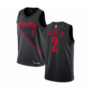 Men's Portland Trail Blazers #2 Gary Trent Jr. Authentic Black Basketball Jersey - 2018-19 City Edition