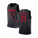 Men's Portland Trail Blazers #21 Hassan Whiteside Authentic Black Basketball Jersey - 2018 19 City Edition