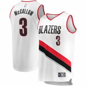 Men's Portland Trail Blazers #3 C.J. McCollum Fanatics Branded White 2020-21 Fast Break Replica Jersey