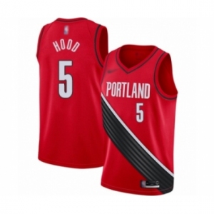 Men's Portland Trail Blazers #5 Rodney Hood Authentic Red Finished Basketball Jersey - Statement Edition