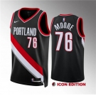 Men's Portland Trail Blazers #76 Taze Moore Black Icon Edition Stitched Basketball Jersey