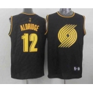 nba portland trailblazers #12 aldridge black[gold lettering fashion]