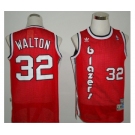 nba portland trailblazers #32 walton red