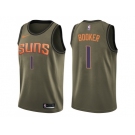 Men Nike Phoenix Suns #1 Devin Booker Green Salute to Service NBA Swingman Jersey