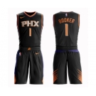 Men's Phoenix Suns #1 Devin Booker Authentic Black Basketball Suit Jersey - Statement Edition