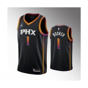 Men's Phoenix Suns #1 Devin Booker Balck Stitched Basketball Jersey