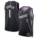 Men's Phoenix Suns #1 Devin Booker Black 2025 Statement Edition Stitched Basketball Jersey