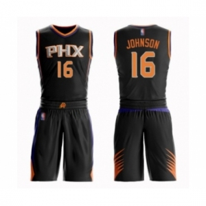 Men's Phoenix Suns #16 Tyler Johnson Swingman Black Basketball Suit Jersey - Statement Edition