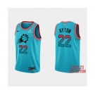 Men's Phoenix Suns #22 Deandre Ayton 2022-23 Blue City Edition Stitched Basketball Jersey