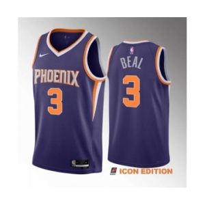 Men's Phoenix Suns #3 Bradley Beal Purple Icon Edition Stitched Basketball Jersey