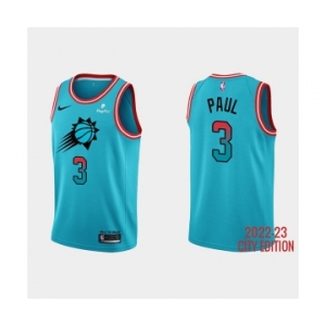 Men's Phoenix Suns #3 Chris Paul 2022-23 Blue City Edition Stitched Basketball Jersey