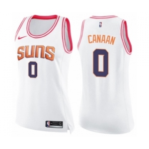 Women's Nike Phoenix Suns #0 Isaiah Canaan Swingman White Pink Fashion NBA Jersey