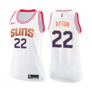 Women's Nike Phoenix Suns #22 Deandre Ayton Swingman White Pink Fashion NBA Jersey