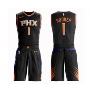 Women's Phoenix Suns #1 Devin Booker Swingman Black Basketball Suit Jersey Statement Edition