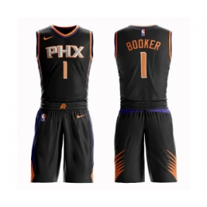 Youth Phoenix Suns #1 Devin Booker Swingman Black Basketball Suit Jersey - Statement Edition