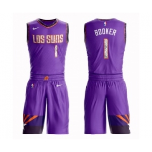 Youth Phoenix Suns #1 Devin Booker Swingman Purple Basketball Suit Jersey - City Edition