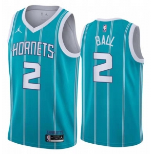 Men Charlotte Hornets #2 Ball Swingman Light blue Stripe  NBA Jersey 2020-2021 City Edition