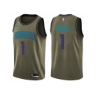 Men Nike Charlotte Hornets #1 Muggsy Bogues Green Salute to Service NBA Swingman Jersey