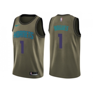 Men Nike Charlotte Hornets #1 Muggsy Bogues Green Salute to Service NBA Swingman Jersey