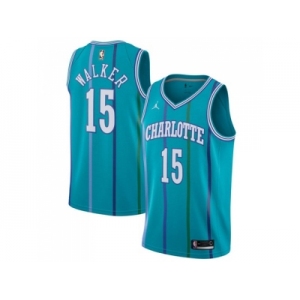 Men Nike Charlotte Hornets #15 Kemba Walker Aqua NBA Jordan Swingman Hardwood Classics Jersey