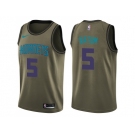 Men Nike Charlotte Hornets #5 Nicolas Batum Green Salute to Service NBA Swingman Jersey