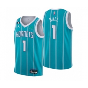 Men's Charlotte Hornets #1 LaMelo Ball 2022-23 Icon Edition No.6 Patch Stitched Basketball Jersey