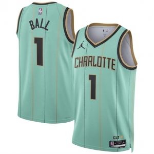 Men's Charlotte Hornets #1 LaMelo Ball Mint 2024-25 City Edition Stitched Basketball Jersey