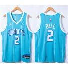 Men's Charlotte Hornets #2 LaMelo Ball Blue 75th Anniversary Stitched Jersey