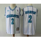 Men's Charlotte Hornets #2 Larry Johnson 1992-93 White Hardwood Classics Soul Swingman Throwback Jersey With Adidas