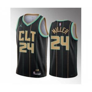 Men's Charlotte Hornets #24 Brandon Miller Black 2023 Draft City Edition Stitched Basketball Jersey