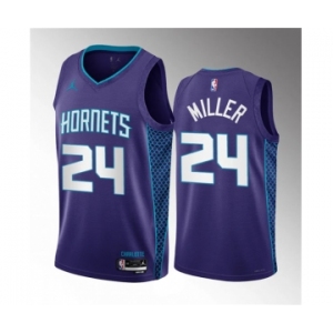 Men's Charlotte Hornets #24 Brandon Miller Purple 2023 Draft Statement Edition Stitched Basketball Jersey