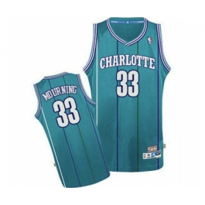 Men's Charlotte Hornets #33 Alonzo Mourning Authentic Light Blue Throwback Basketball Jersey