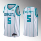 Men's Charlotte Hornets #5 Mark Williams 2022 Draft White Stitched Basketball Jersey