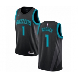Men's Nike Jordan Charlotte Hornets #1 Muggsy Bogues Swingman Black NBA Jersey - 2018-19 City Edition