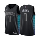 Men's Nike Jordan Charlotte Hornets #1 Muggsy Bogues Swingman Black NBA Jersey - City Edition