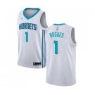 Men's Nike Jordan Charlotte Hornets #1 Muggsy Bogues Swingman White NBA Jersey - Association Edition