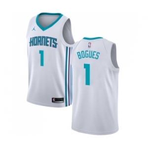 Men's Nike Jordan Charlotte Hornets #1 Muggsy Bogues Swingman White NBA Jersey - Association Edition