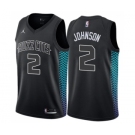 Men's Nike Jordan Charlotte Hornets #2 Larry Johnson Authentic Black NBA Jersey - City Edition