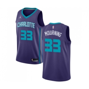 Men's Nike Jordan Charlotte Hornets #33 Alonzo Mourning Swingman Purple NBA Jersey Statement Edition