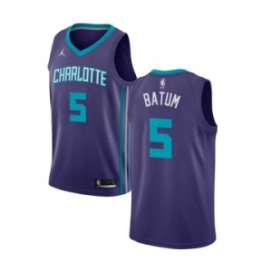 Men's Nike Jordan Charlotte Hornets #5 Nicolas Batum Swingman Purple NBA Jersey Statement Edition