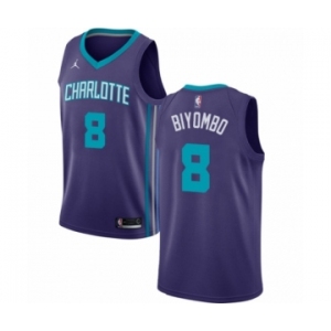 Men's Nike Jordan Charlotte Hornets #8 Bismack Biyombo Authentic Purple NBA Jersey Statement Edition