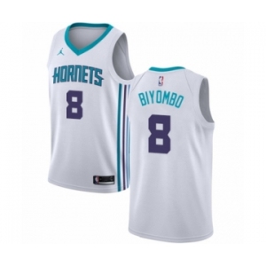 Men's Nike Jordan Charlotte Hornets #8 Bismack Biyombo Authentic White NBA Jersey - Association Edition