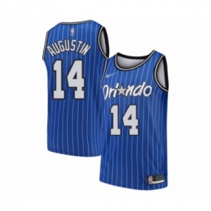 Men's Orlando Magic #14 D.J. Augustin Authentic Blue Hardwood Classics Basketball Jersey