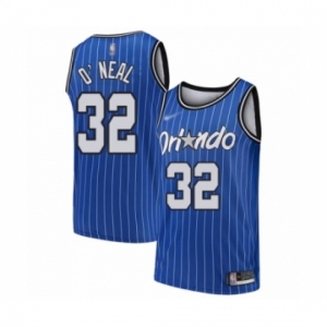 Men's Orlando Magic #32 Shaquille O'Neal Authentic Blue Hardwood Classics Basketball Jersey