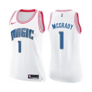 Women's Nike Orlando Magic #1 Tracy Mcgrady Swingman White Pink Fashion NBA Jersey