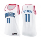 Women's Nike Orlando Magic #11 Bismack Biyombo Swingman White Pink Fashion NBA Jersey